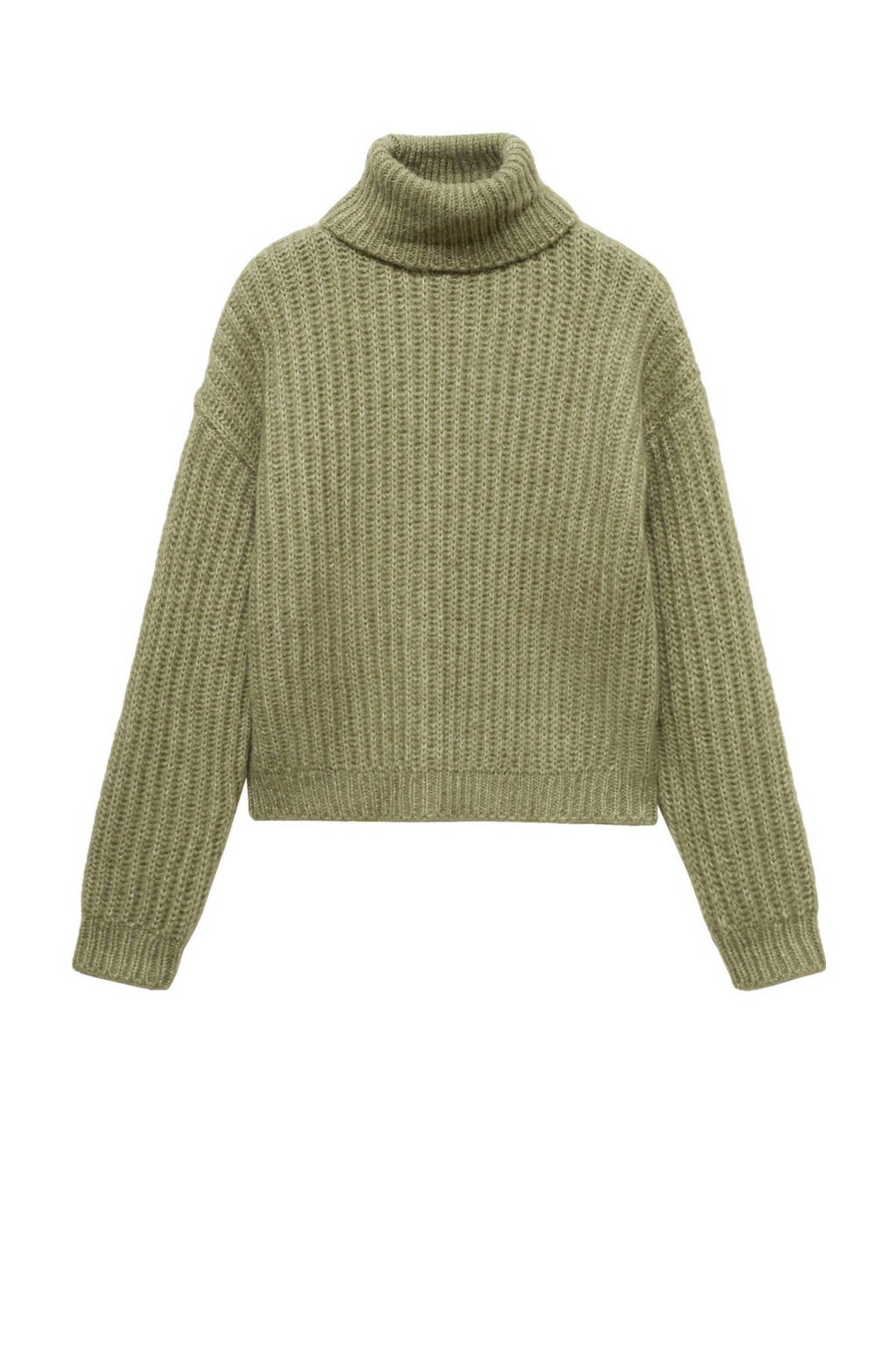 MANGO TEEN coltrui groen grof gebreid