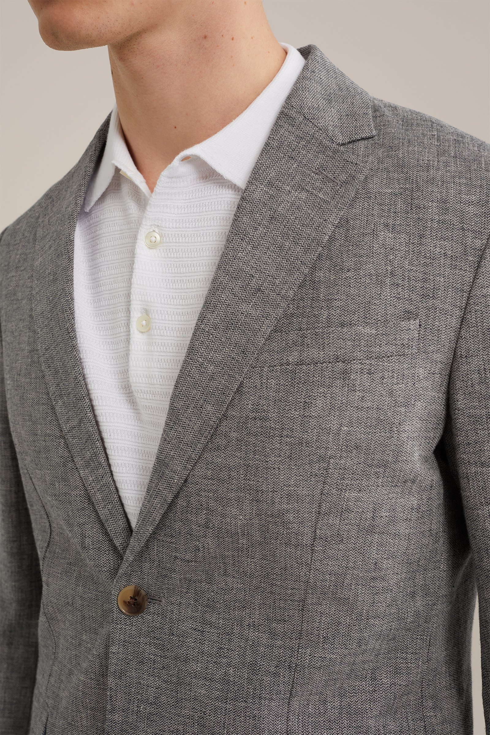 regular fit blazer van linnenmix WE Fashion Zwart
