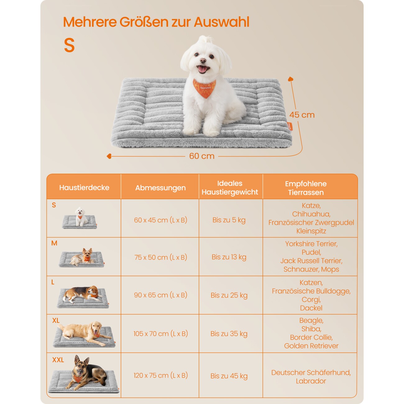 FEANDREA Hundedecke, beidseitig verwendbar, Hundesofa maschinenwaschbar S