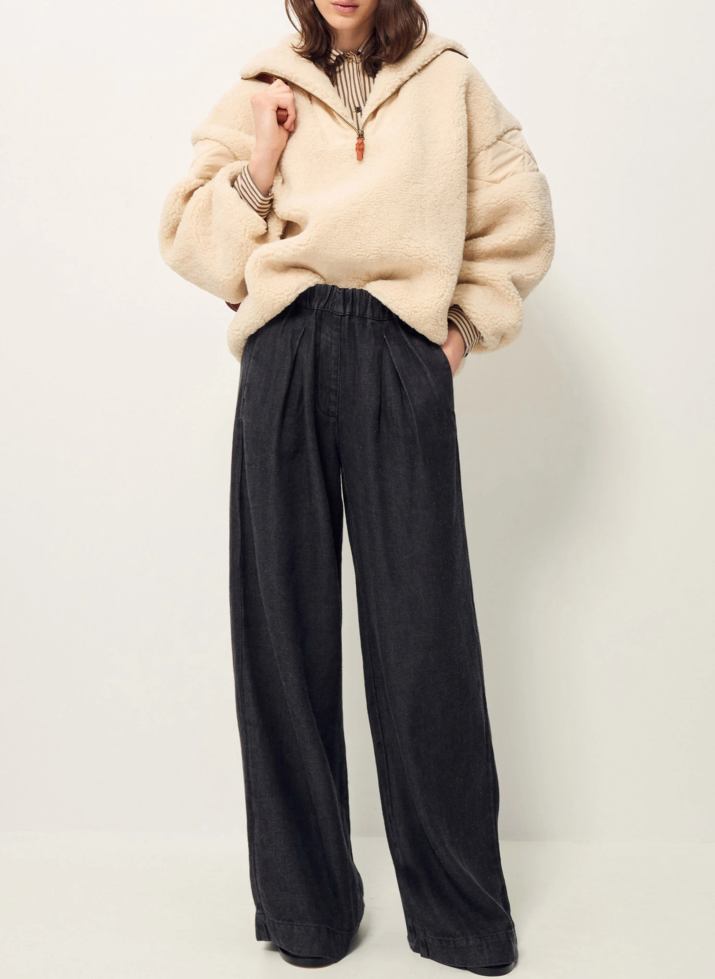 SKY LAKE - Sweat oversize à col zippé| Beige