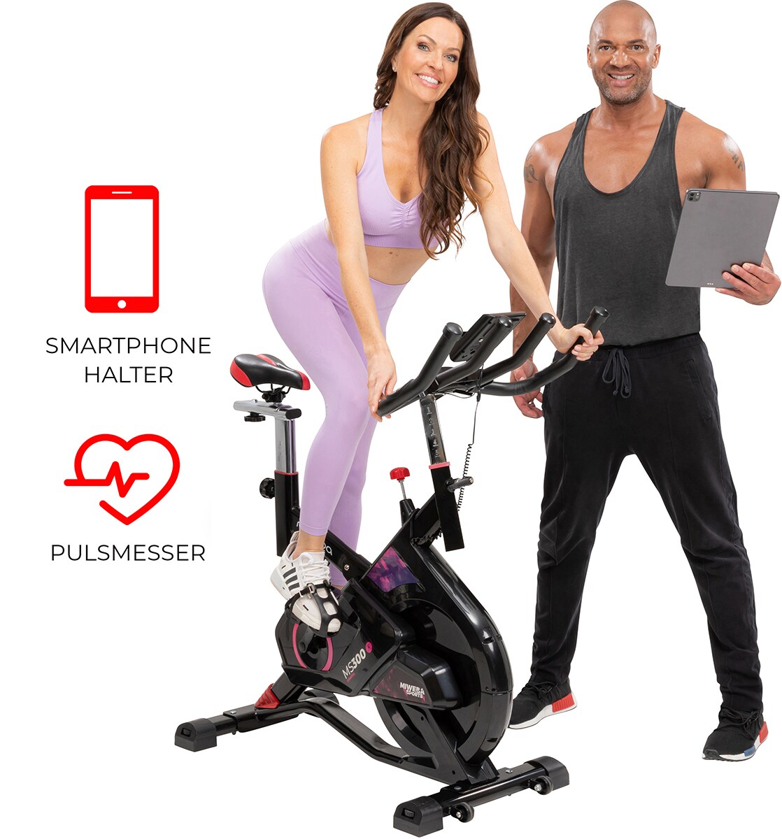 Miweba Sports Indoor Cycle MS300, 13 kg Schwungrad, für zuhause geeignet (Schwarz)