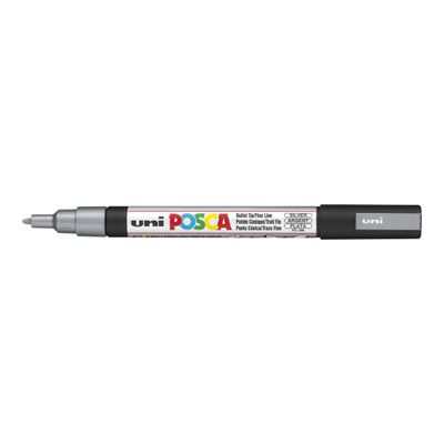 Uni POSCA PC-3M - Pack de 4 marqueurs - noir, argent, blanc, or