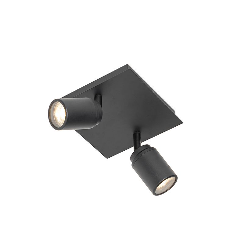 Moderne badkamer spot zwart vierkant 2-lichts IP44 - Ducha