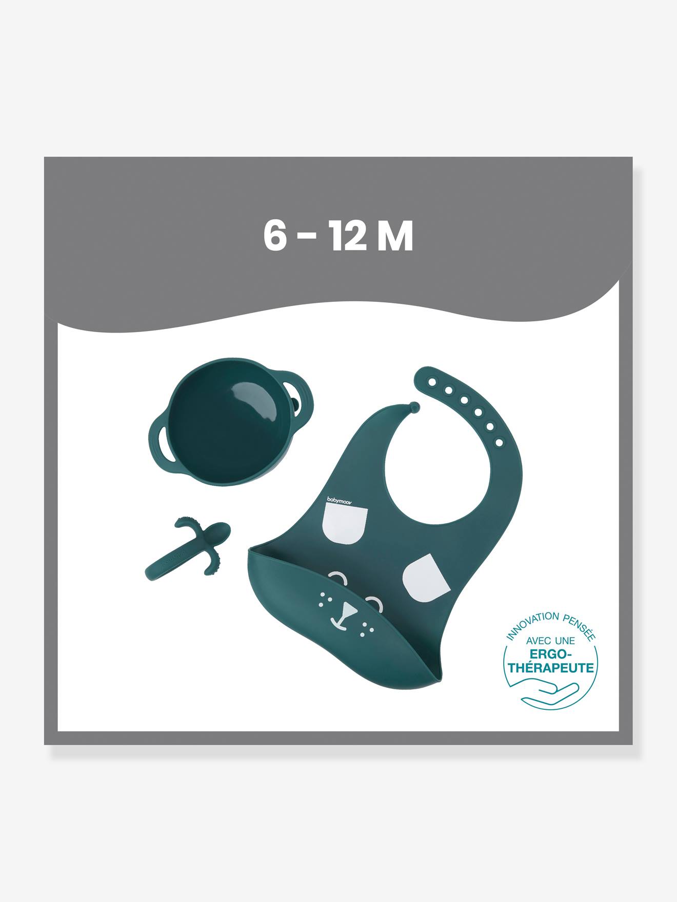 Kit de alimentação de silicone BABYMOOV First'Isy, azul claro liso