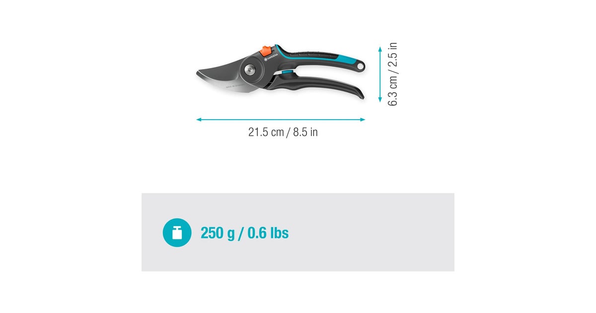 GARDENASnoeischaar PremiumCut Pro​ Fresh Wood, Bypass  (Grijs/turquoise, 24 mm snoeidiameter)