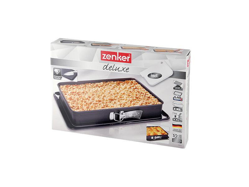 Zenker Springform Deluxe 42 x 29 cm Springform mit Flachboden und Auslaufschutz
