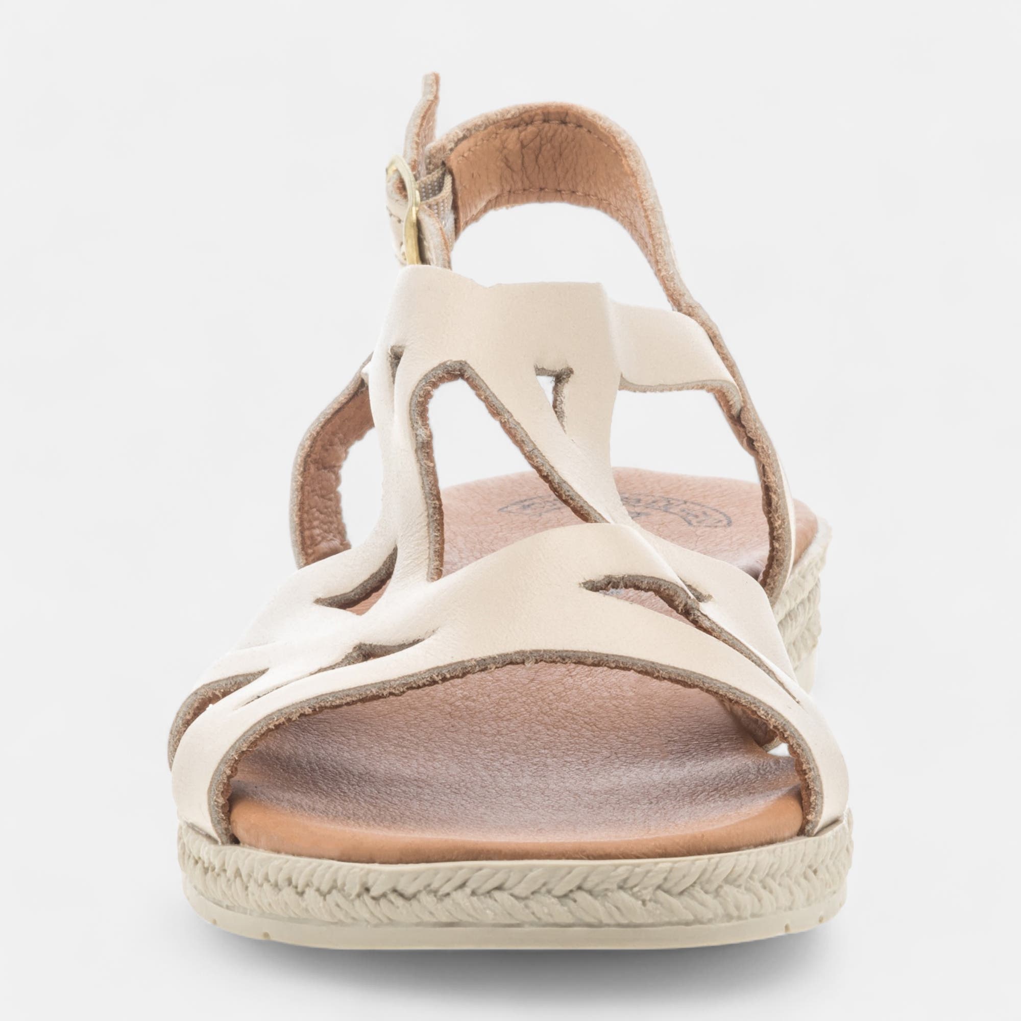 Nu-pieds Femme en cuir beige