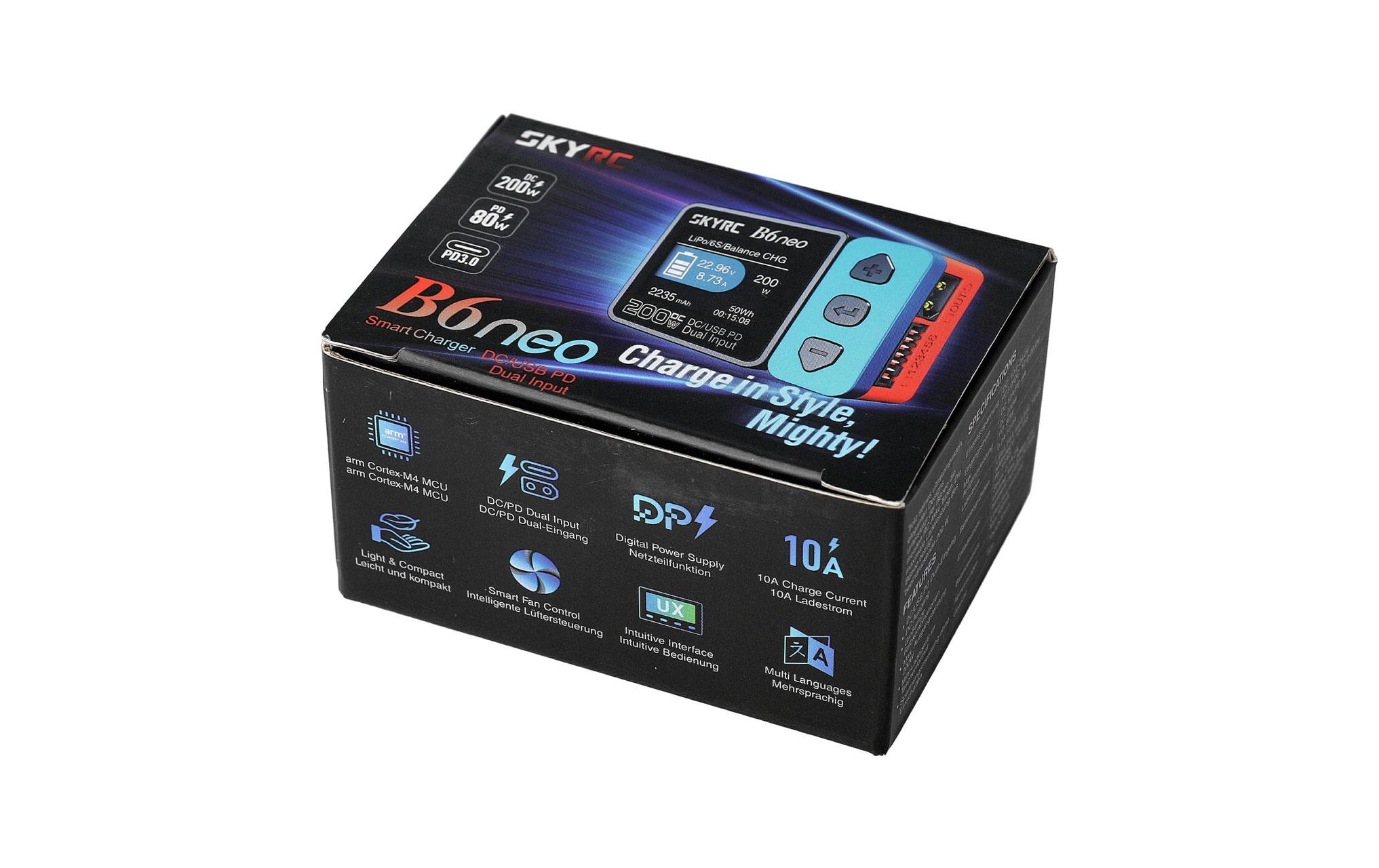 Ladegerät B6neo, 200W DC, 1-6S Blau/RotKompaktes Modellbau-Ladegerät für LiPo und NiMH Akkus