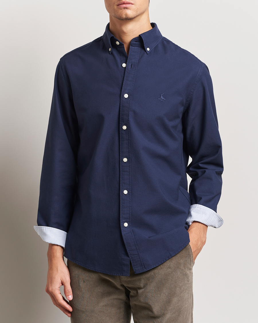 Charles Tyrwhitt Button Down Stretch Oxford Shirt Navy