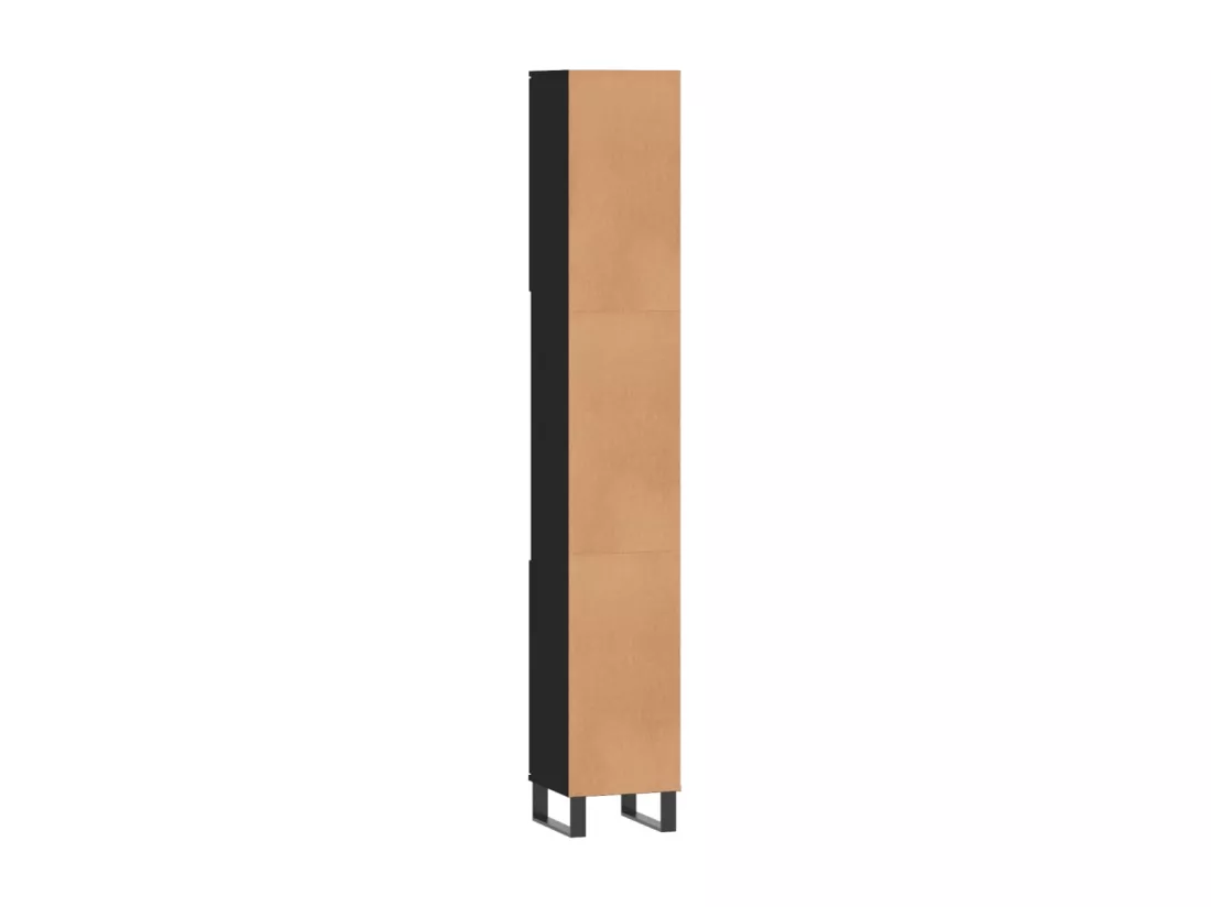 Armoire de salle de bain noir 30x30x190 cm bois d'ingénierie