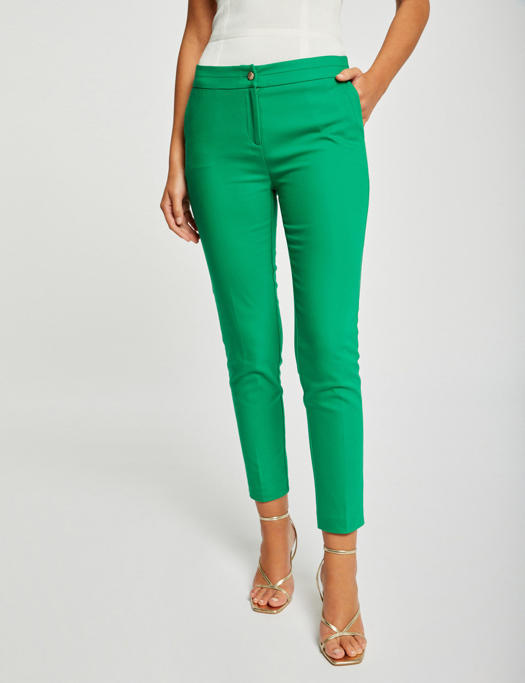 Pantalon city droit 7/8ème vert femme - vert