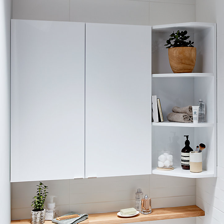 Armoire de salle de bains faible profondeur GoodHome Imandra blanc L.40 x H.90 x P.15 cm