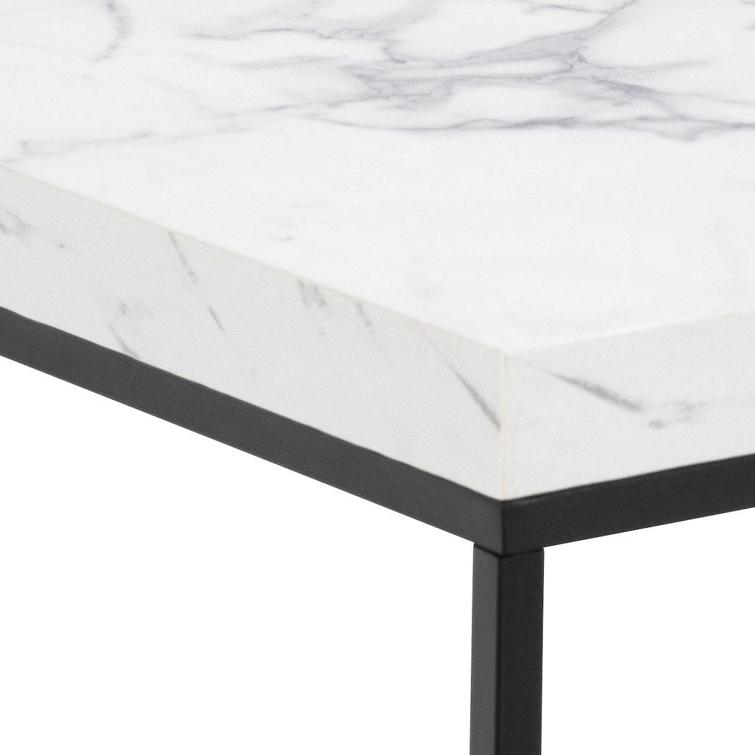 Barossa sidebord Hvit Carrara-marmor med sort metallunderstell. 40x40x45cm