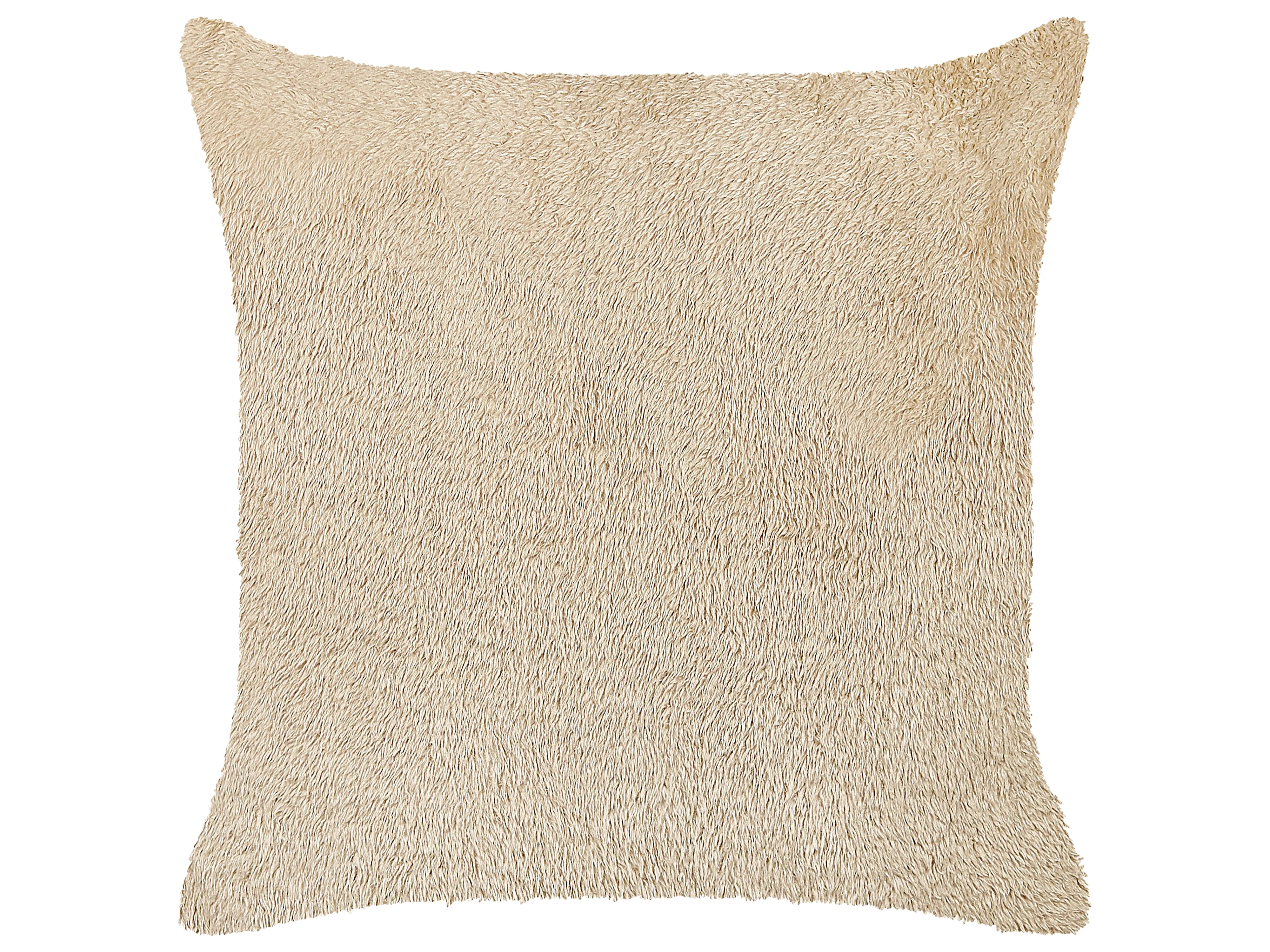 Set van 2 sierkussens PILEA Nepbont 45 x 45 cm Beige effen