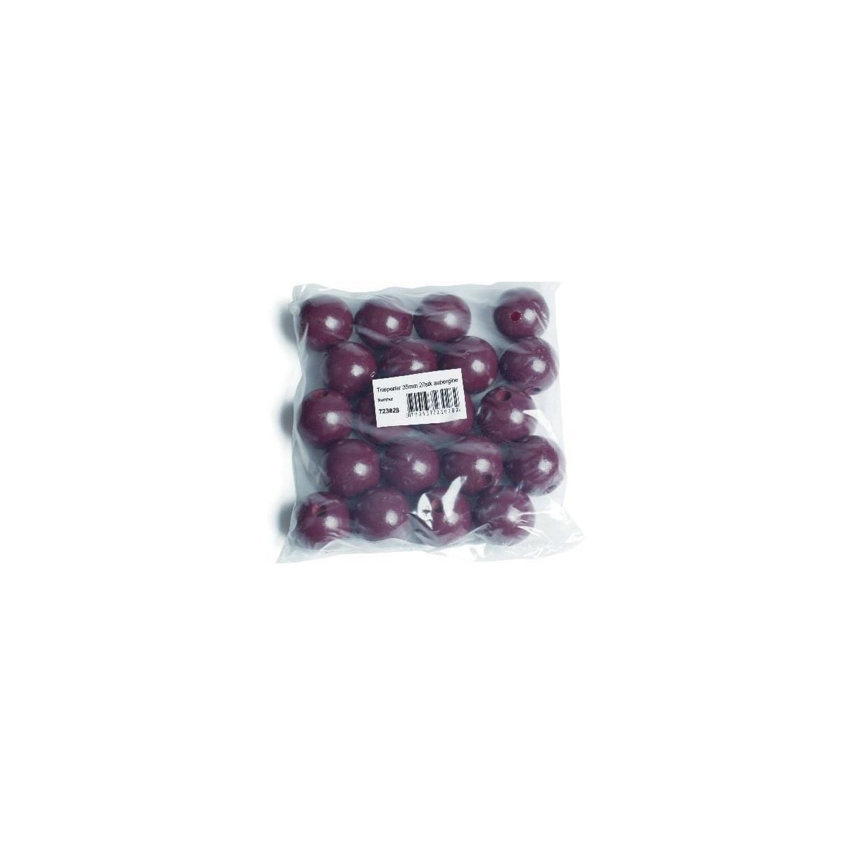 Träpärlor 35mm 20st, Aubergine