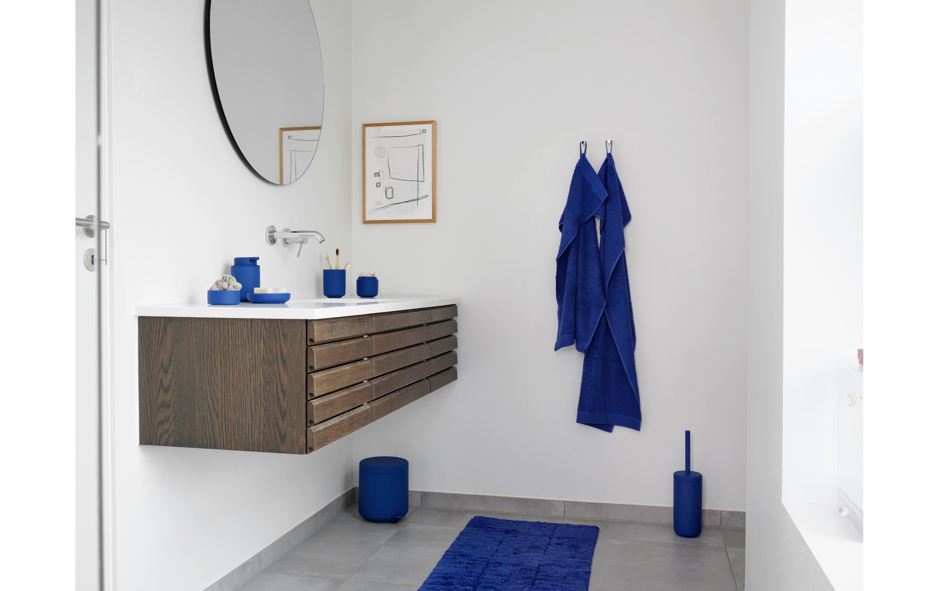 Badteppich Tiles 50 x 80 cm, IndigoRutschfester Duschteppich aus 100% Baumwolle