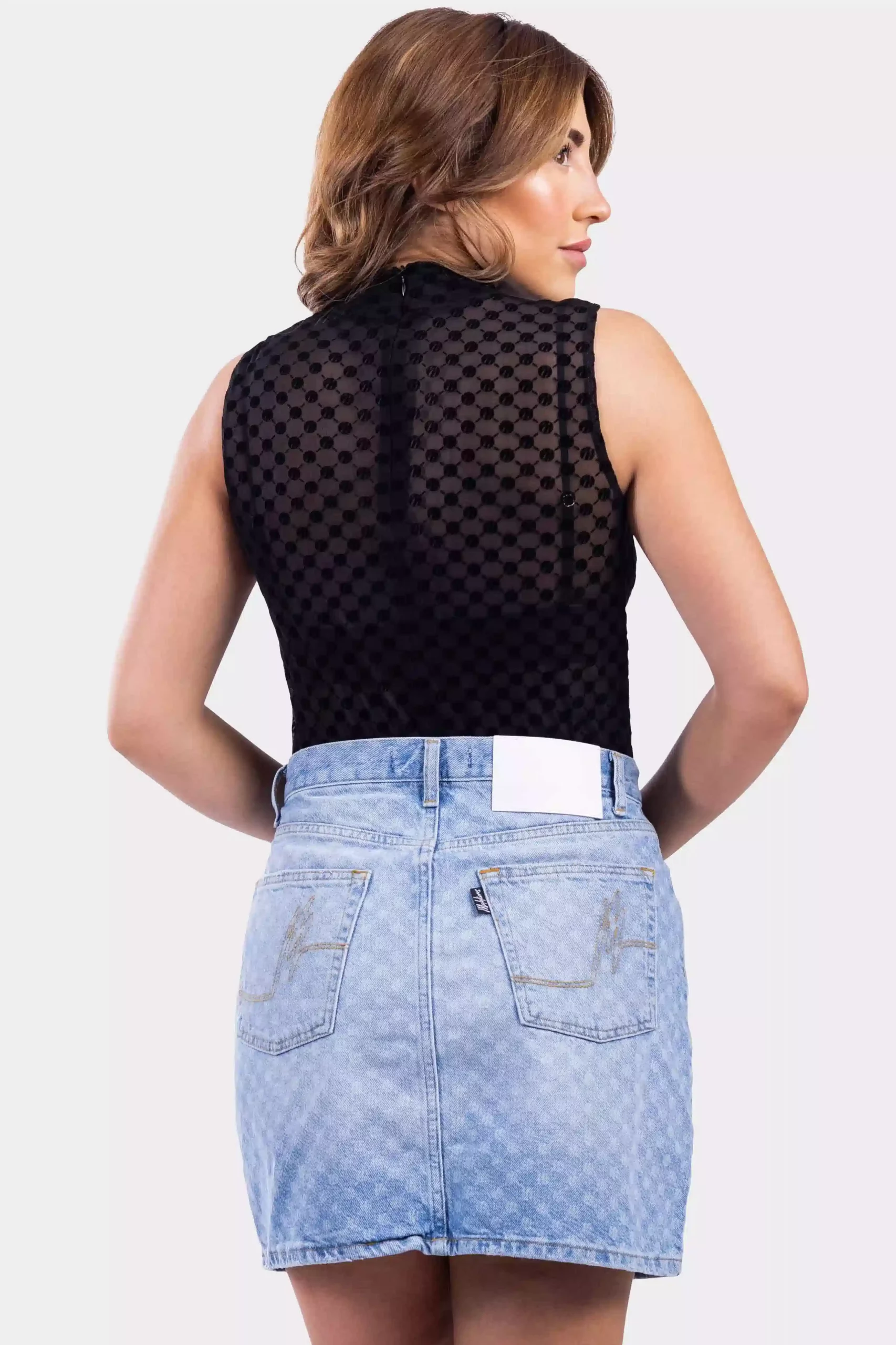 Malelions Sleeveless Monogram Bodysuit Dames Zwart