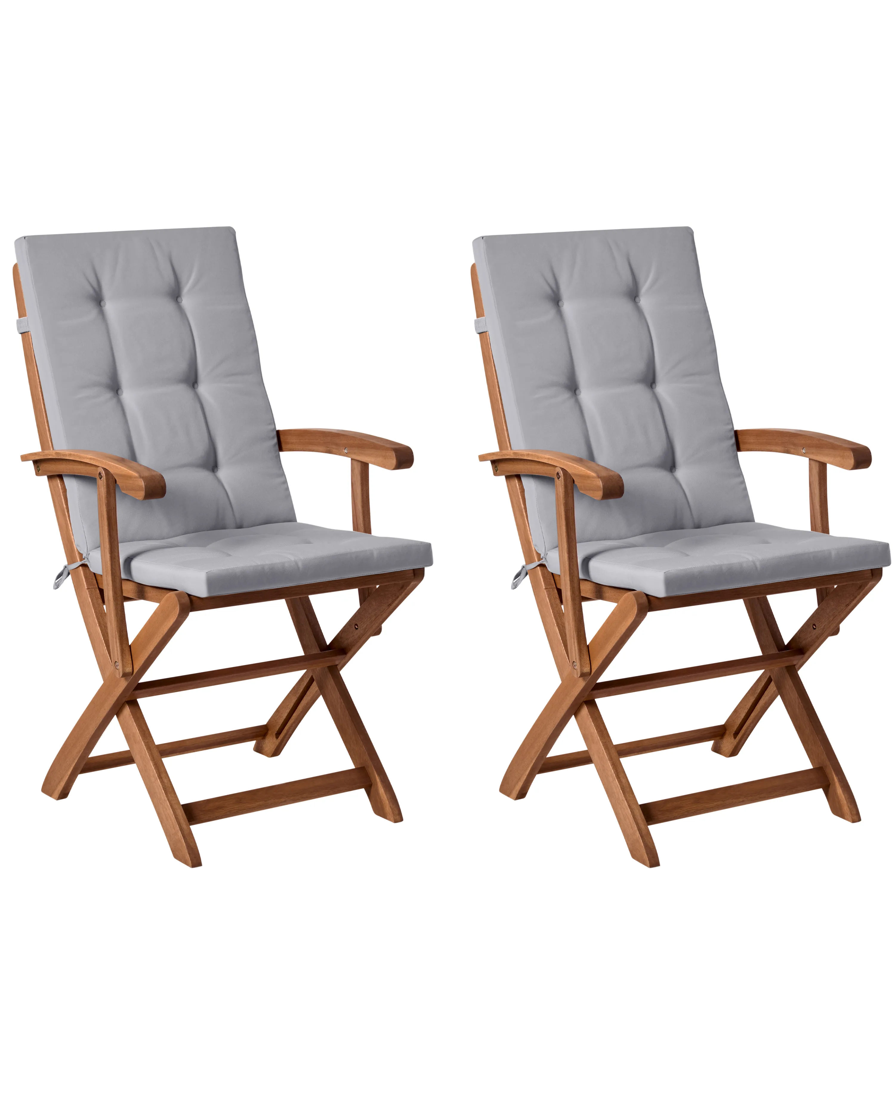 Set van 2 stoelen met zitkussen MAUI PREMIUM Acaciahout Lichtgrijs