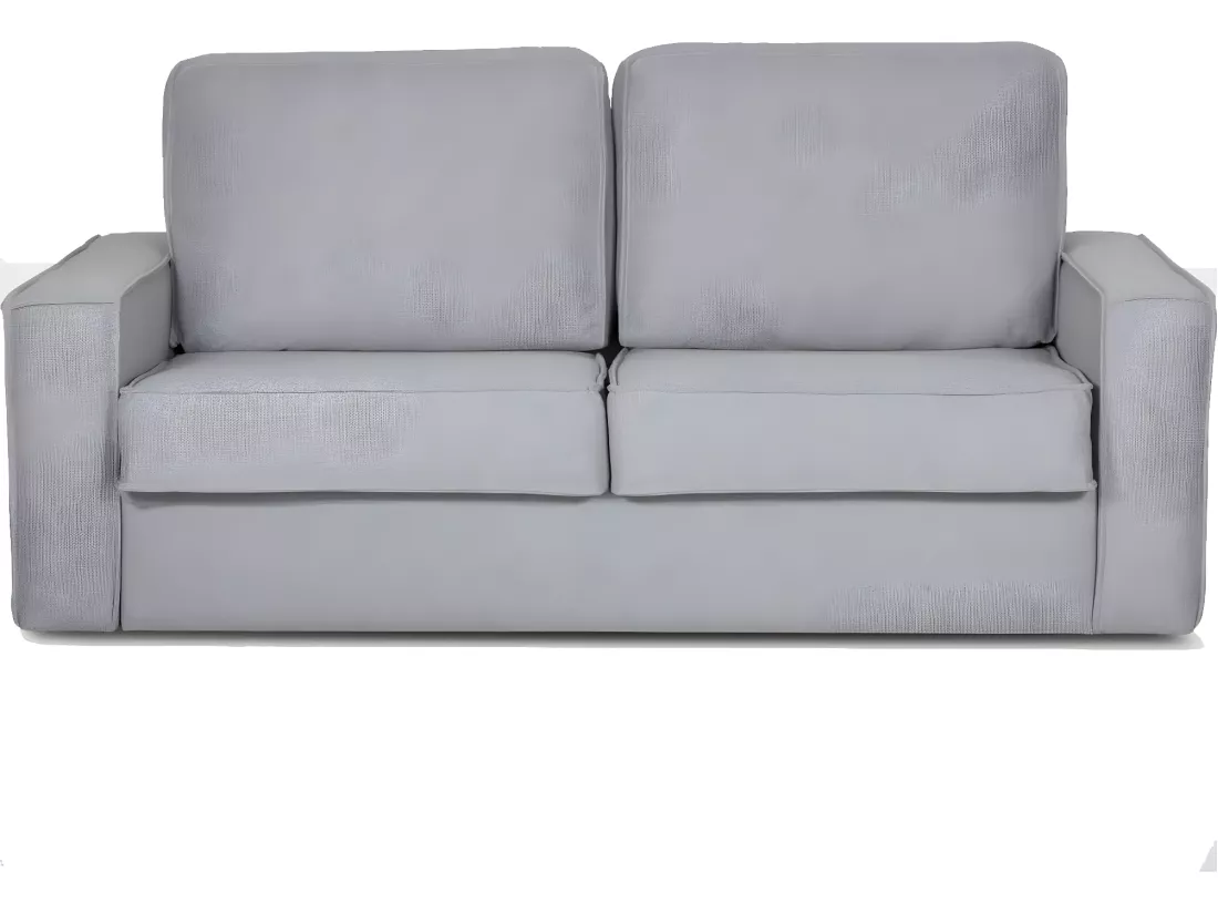 Canapé convertible 3 places en tissu gris - Ouverture express - Couchage quotidien - Matelas HD 140 x 190 - Mattia