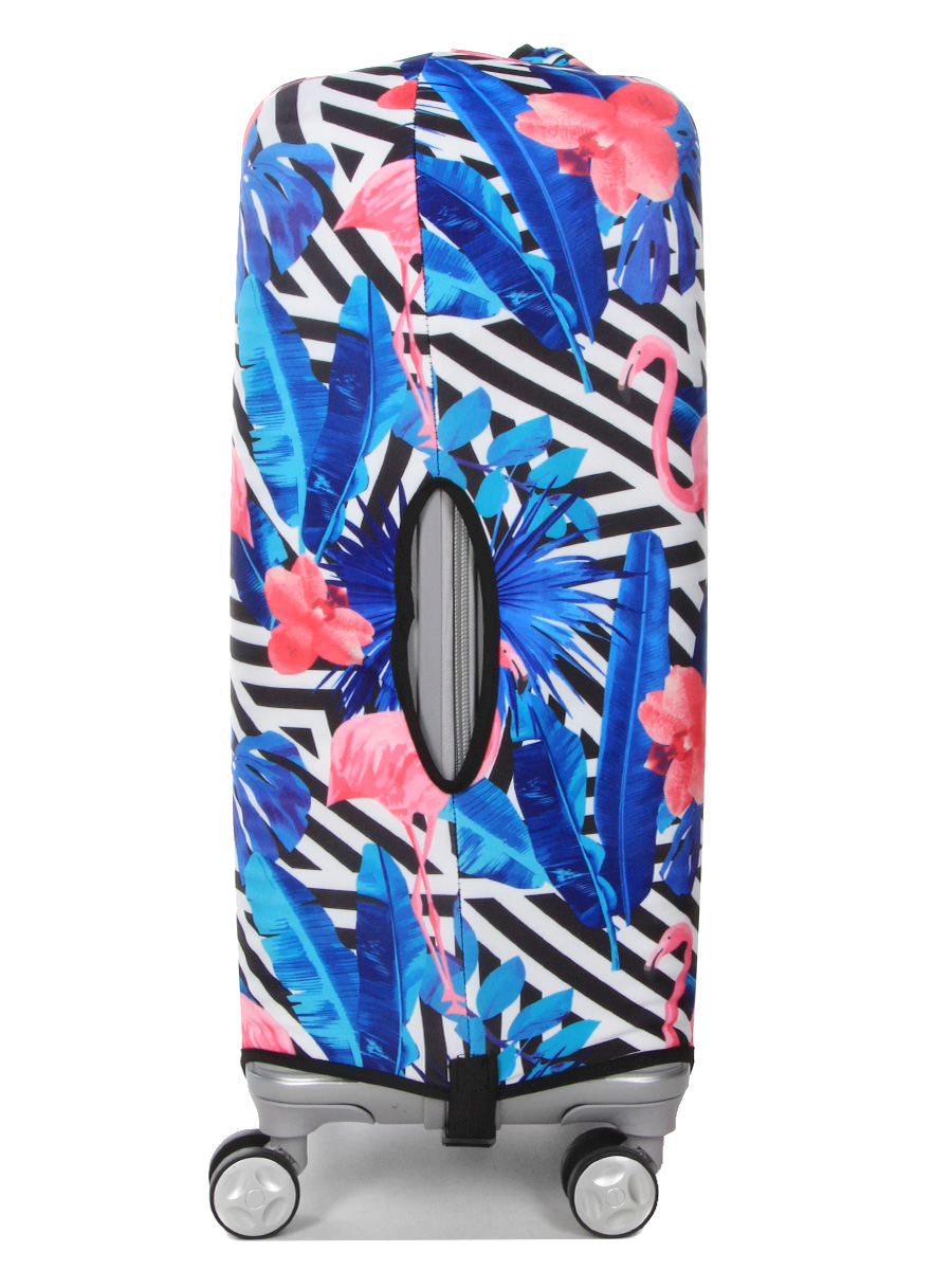 Housse de valise Periea Black & White Stripes with Flamingos M