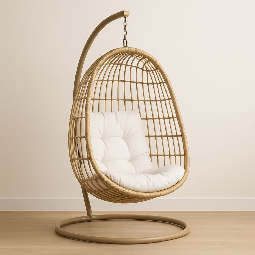 Hängesessel Rattan Beige Baumwolle