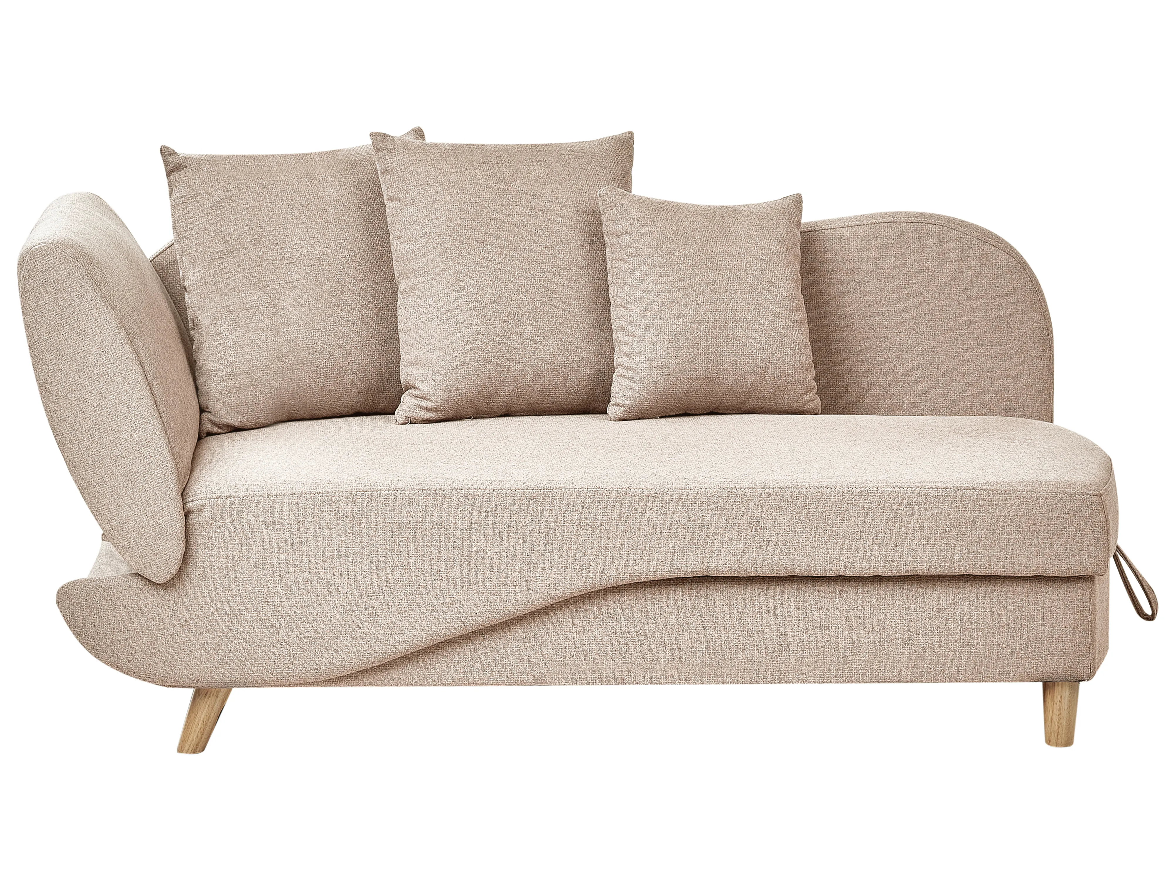 Linkszijdige chaise longue MERI Kunstlinnen Lichtbruin met opbergruimte
