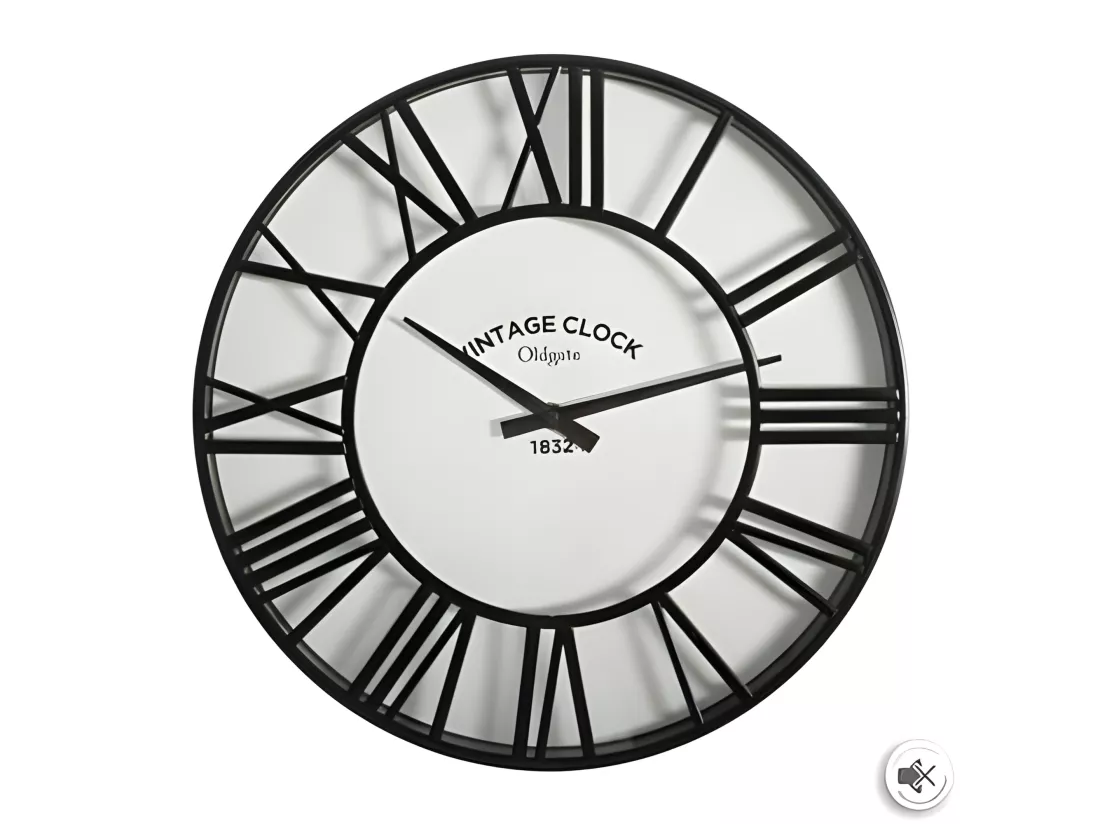 Pendule murale noir rétro et vintage D 35 cm
