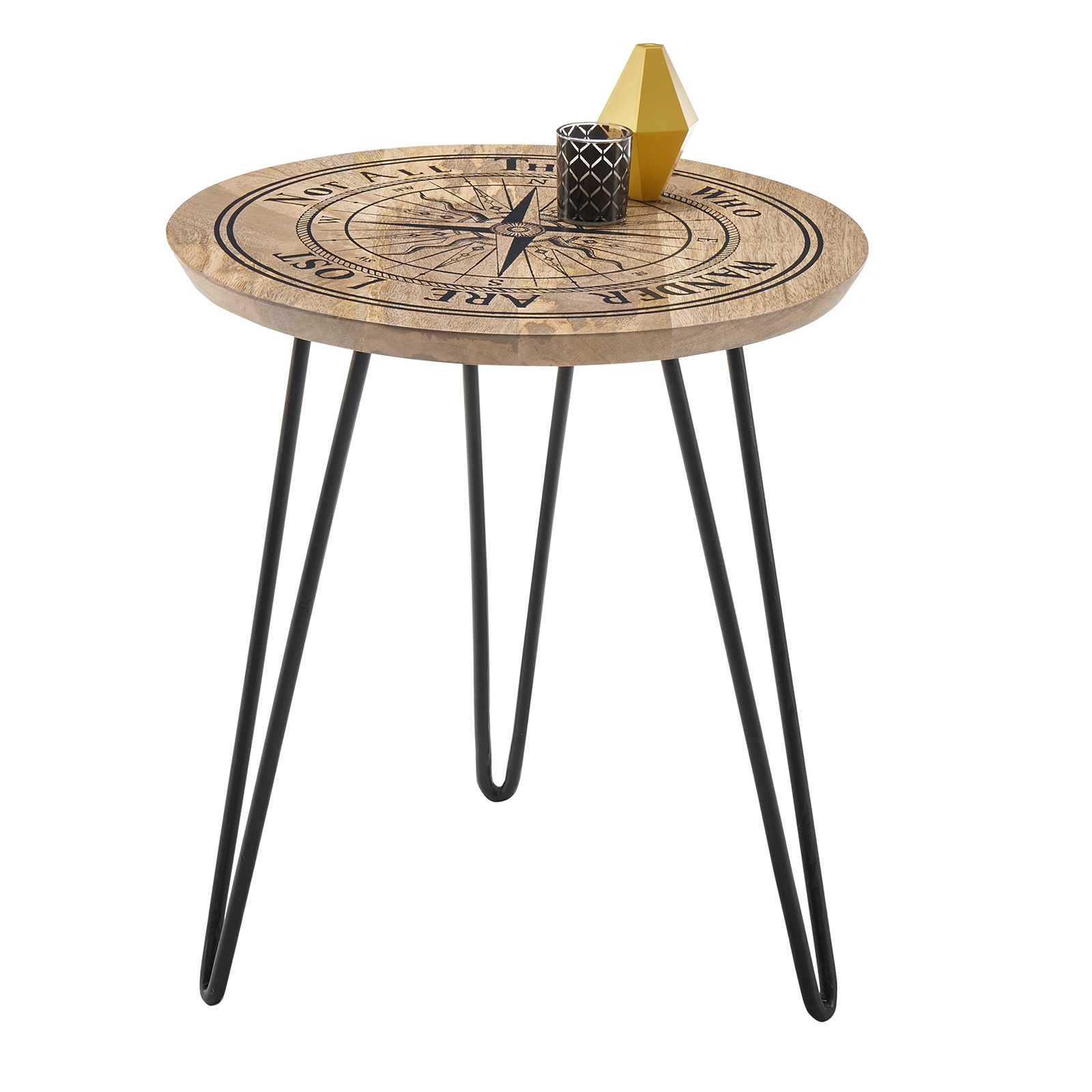 Beistelltisch - Mango Massivholz - schwarz - 46 cm