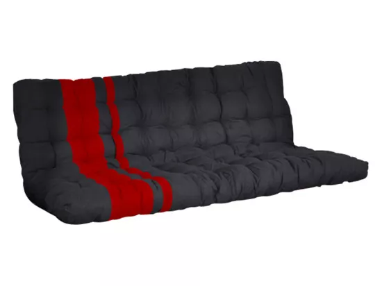 Futon 135 x 190 cm spécial banquette-lit ép.10cm - Noir et Rouge - MODULO