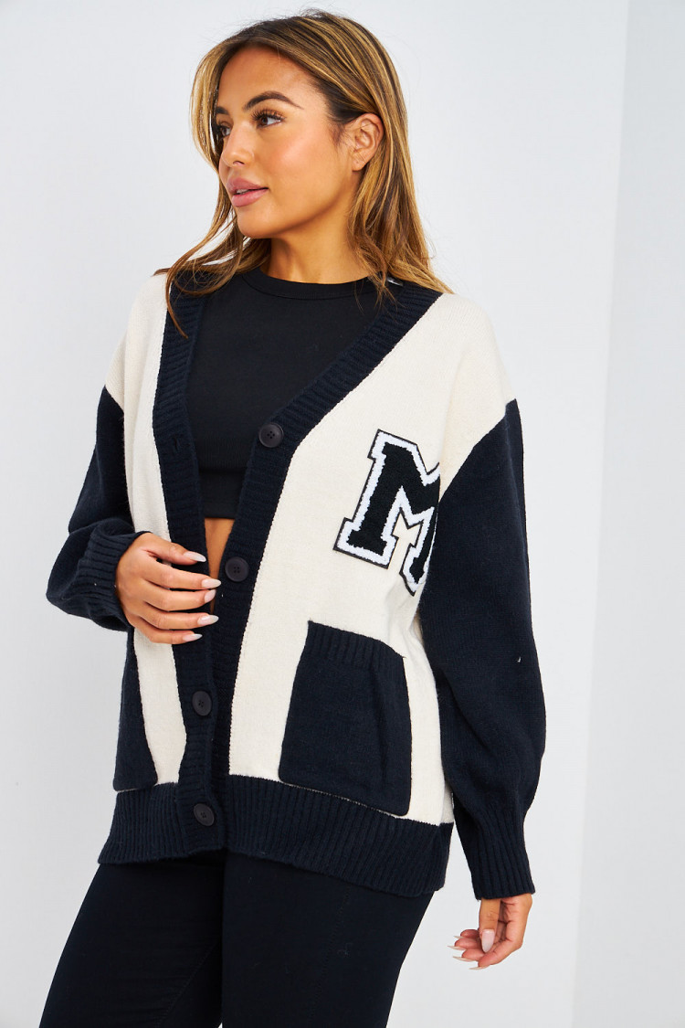 Gilet en mailles écru et noir