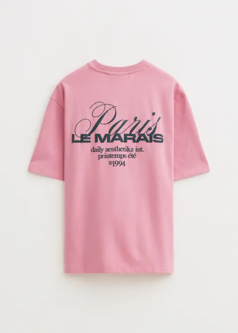 T-shirt met print Le Marais roze (ROS)