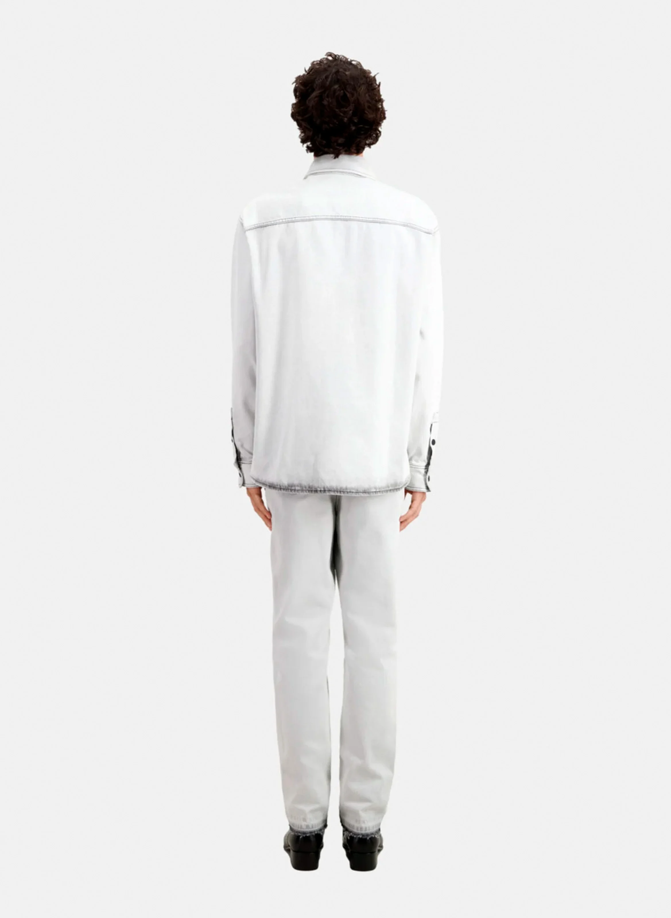 Chemise col classique en denim | Blanc