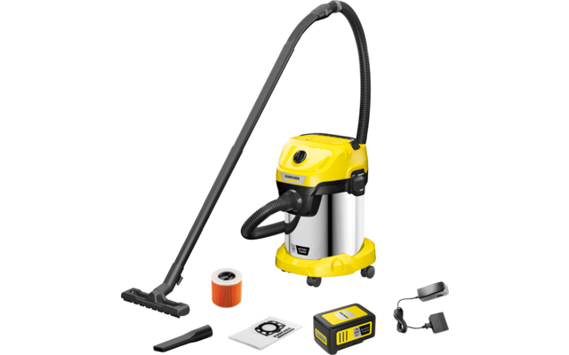 Kärcher Akku-Nass-/Trockensauger WD 3-18 S Battery Set mit Blasfunktion / Akku / Ladegerät