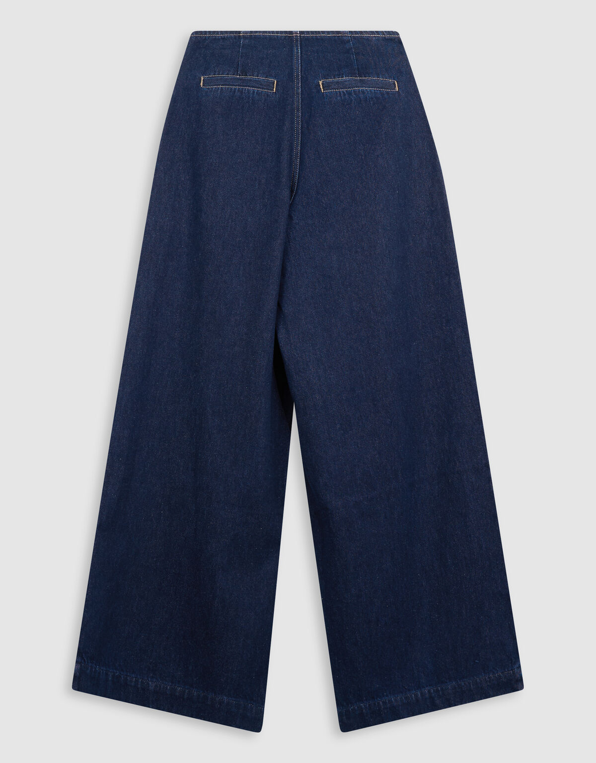 Pleated Button Wide Leg Fit Jeans Donkerblauw