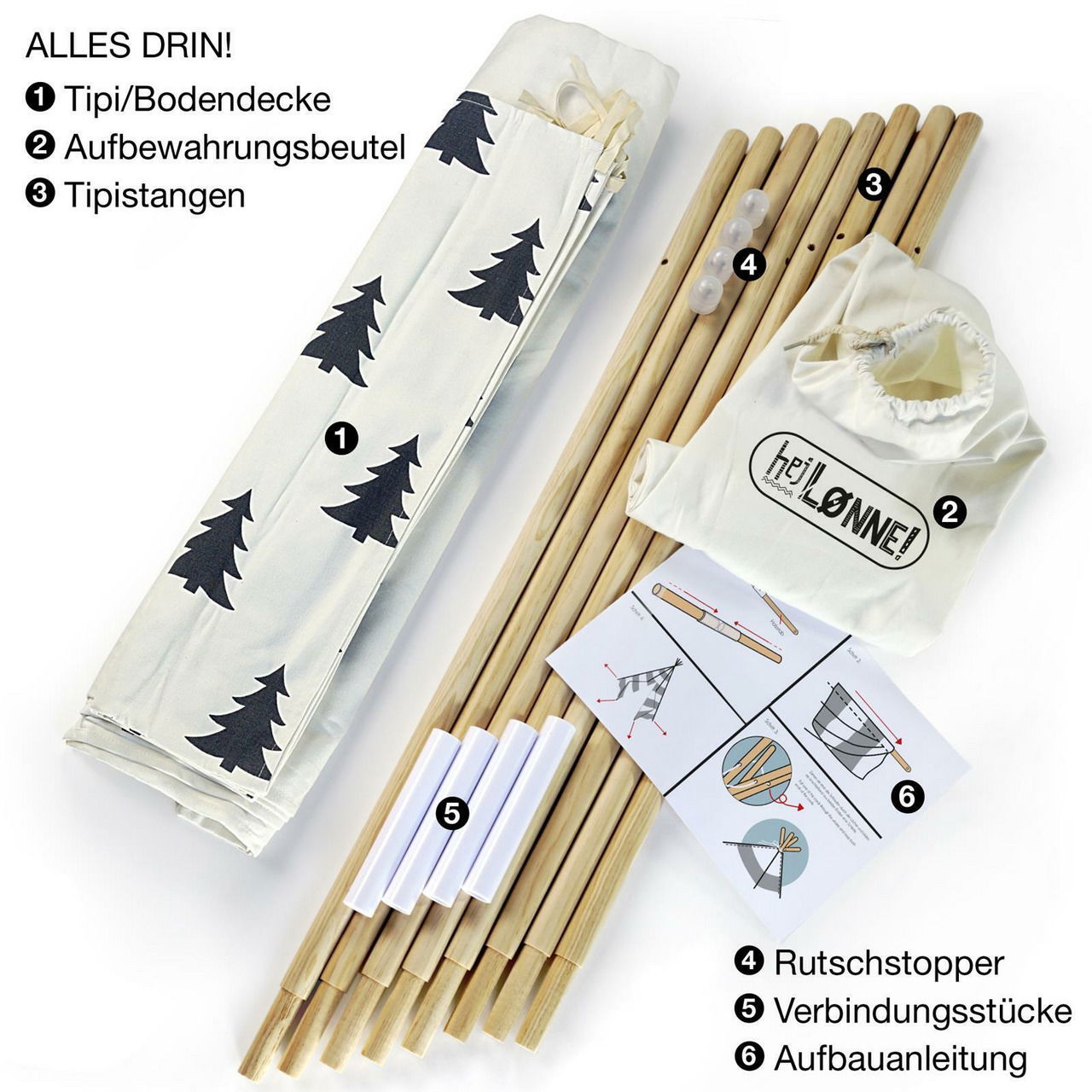 Hej Lonne Tipi Zelt Muster mit Bäumen