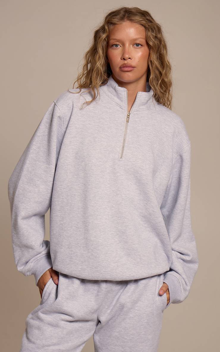 Gris Cendré Sweatshirt À Zip Court
