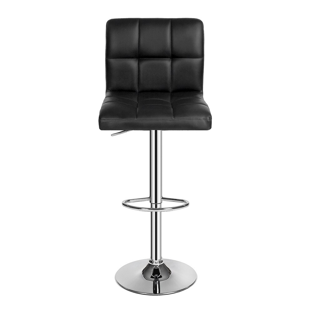 tectake® 2er Set Barhocker, gepolstert mit Rückenlehne, Gestell aus verchromtem Stahl, Sitzhöhe 62,5 – 82,5 cm