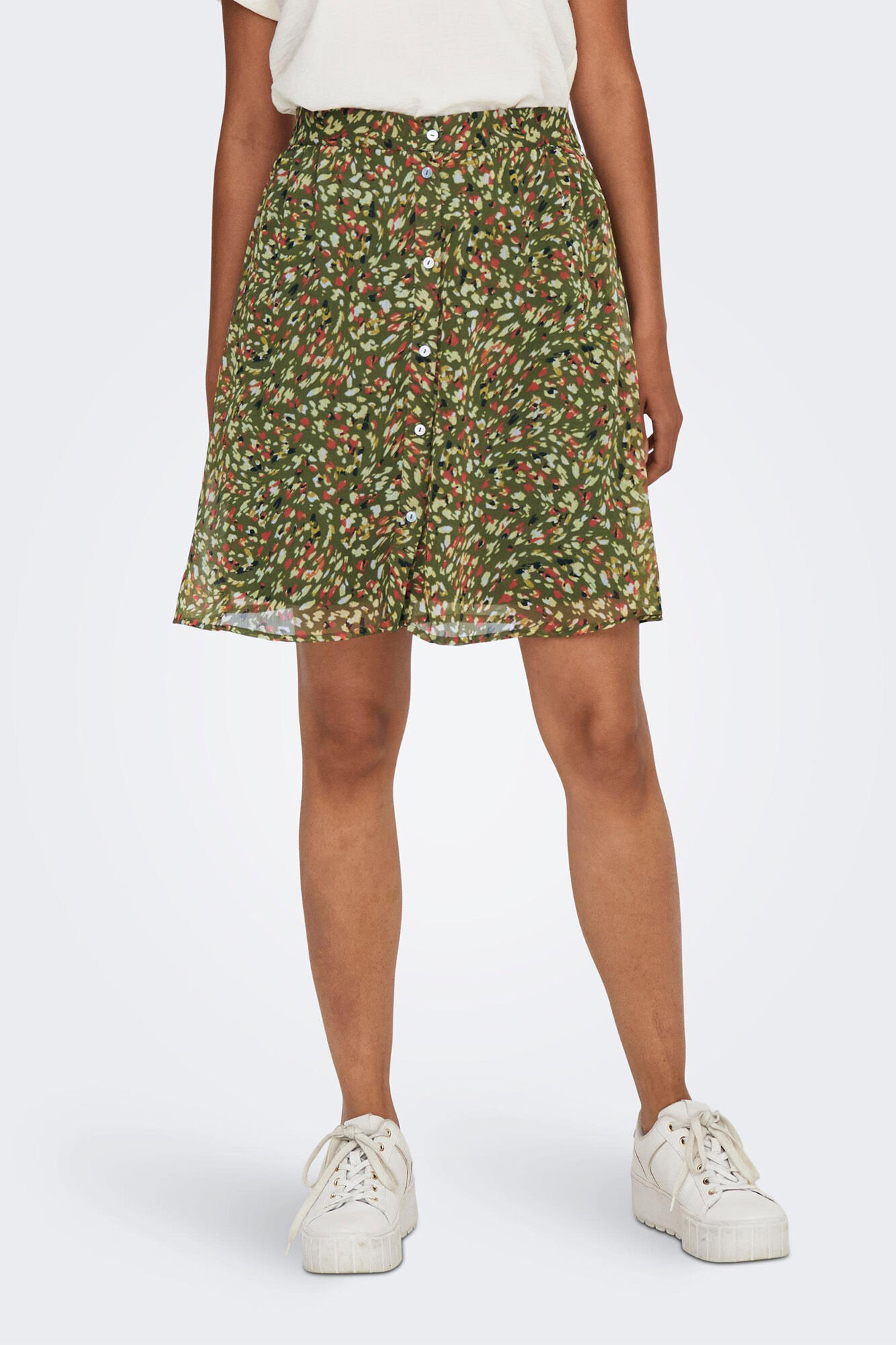Saia curta de chiffon estampada