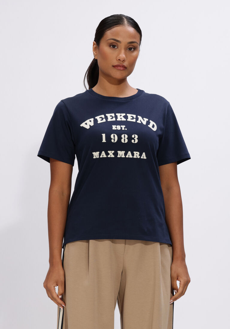 donkerblauwe max mara t-shirt tenue