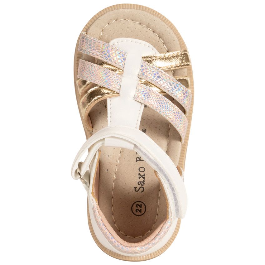Sandales velcro à brides croisées fantaisie pour bébé fille - Blanc