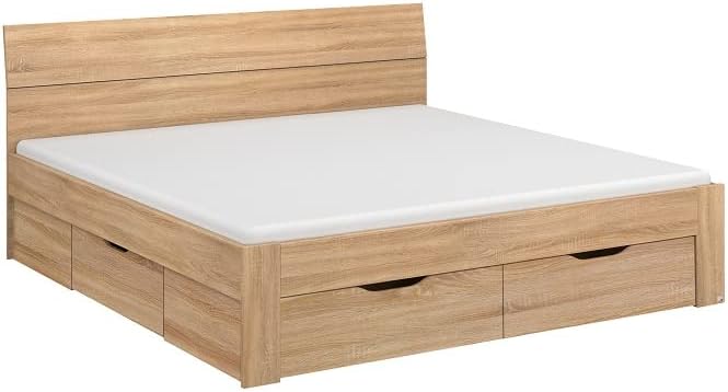 Rauch Möbel Flexx Bett Stauraumbett in Eiche Sonoma, Holz, mit 3 Schubladen als zusätzlichen Stauraum Liegefläche 180 x 200 cm Gesamtmaße Bett BxHxT 185 x 90 x 209 cm