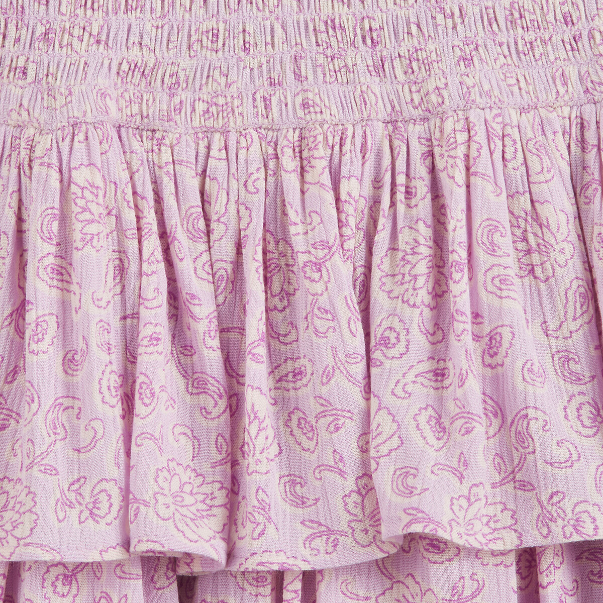 COLEÇÃO LA REDOUTE<br>Saia fluida esfumada com babados de estampa floral