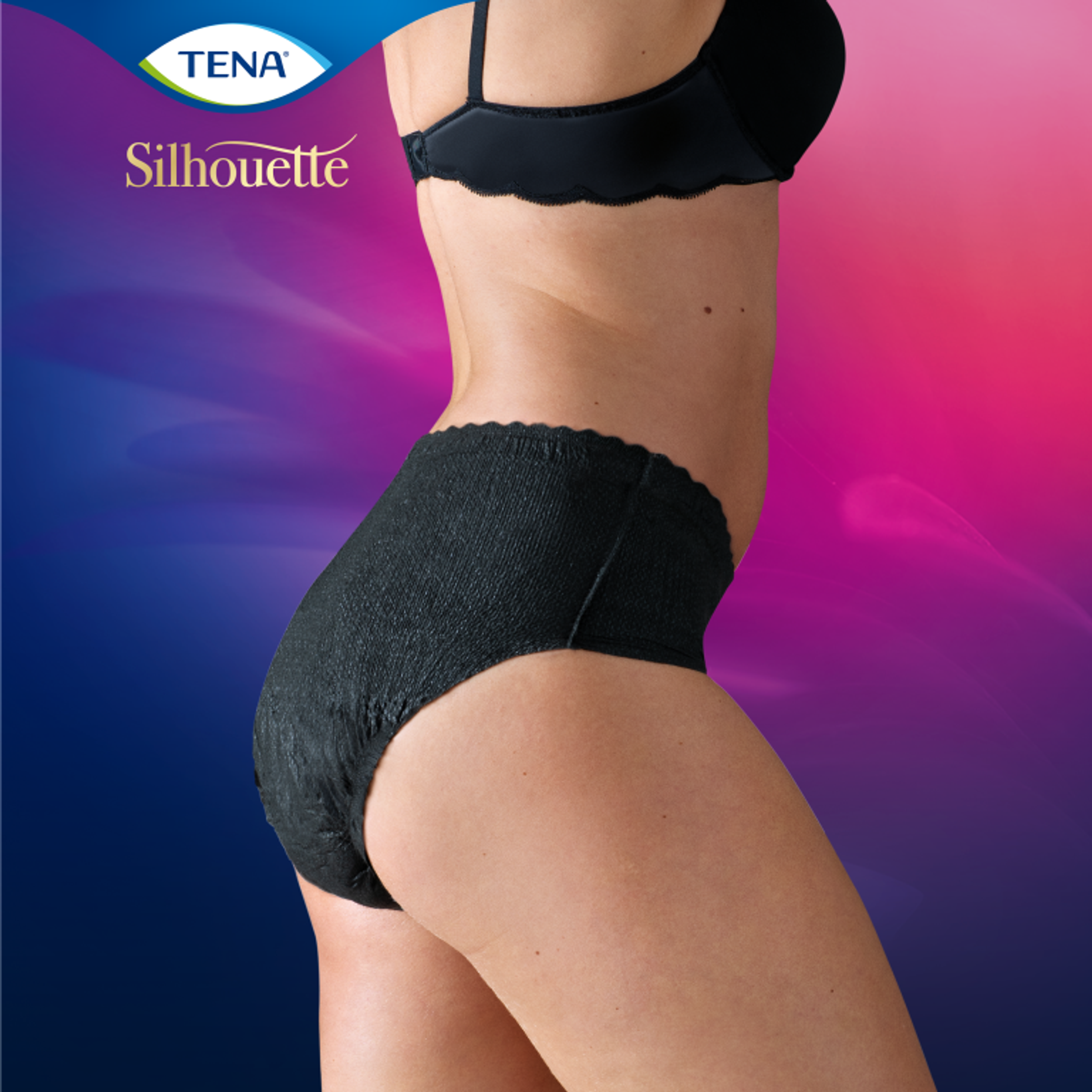 Tena Silhouette Plus Noir – Lage Taille L (10 stuks)