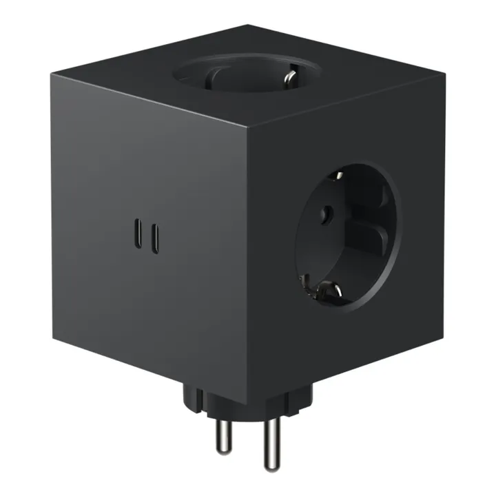 Avolt Prise murale Square 2 avec port USB-C | Noir
