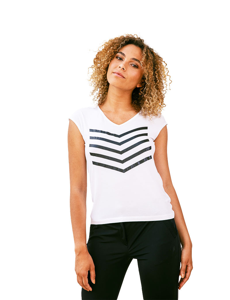 HBT JUSTINE TOP MODAL BLANC GLITTER NOIR