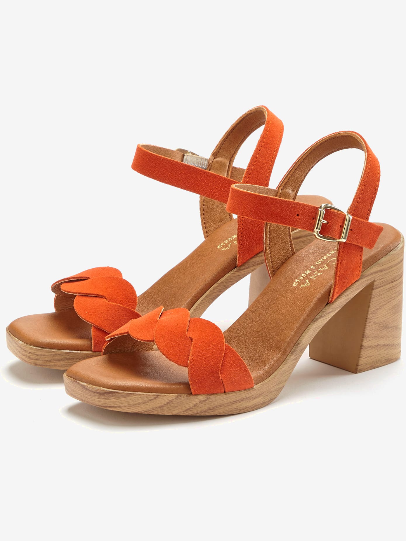 Sandales à brides talon bottier confortable et bride à l'effet tressé