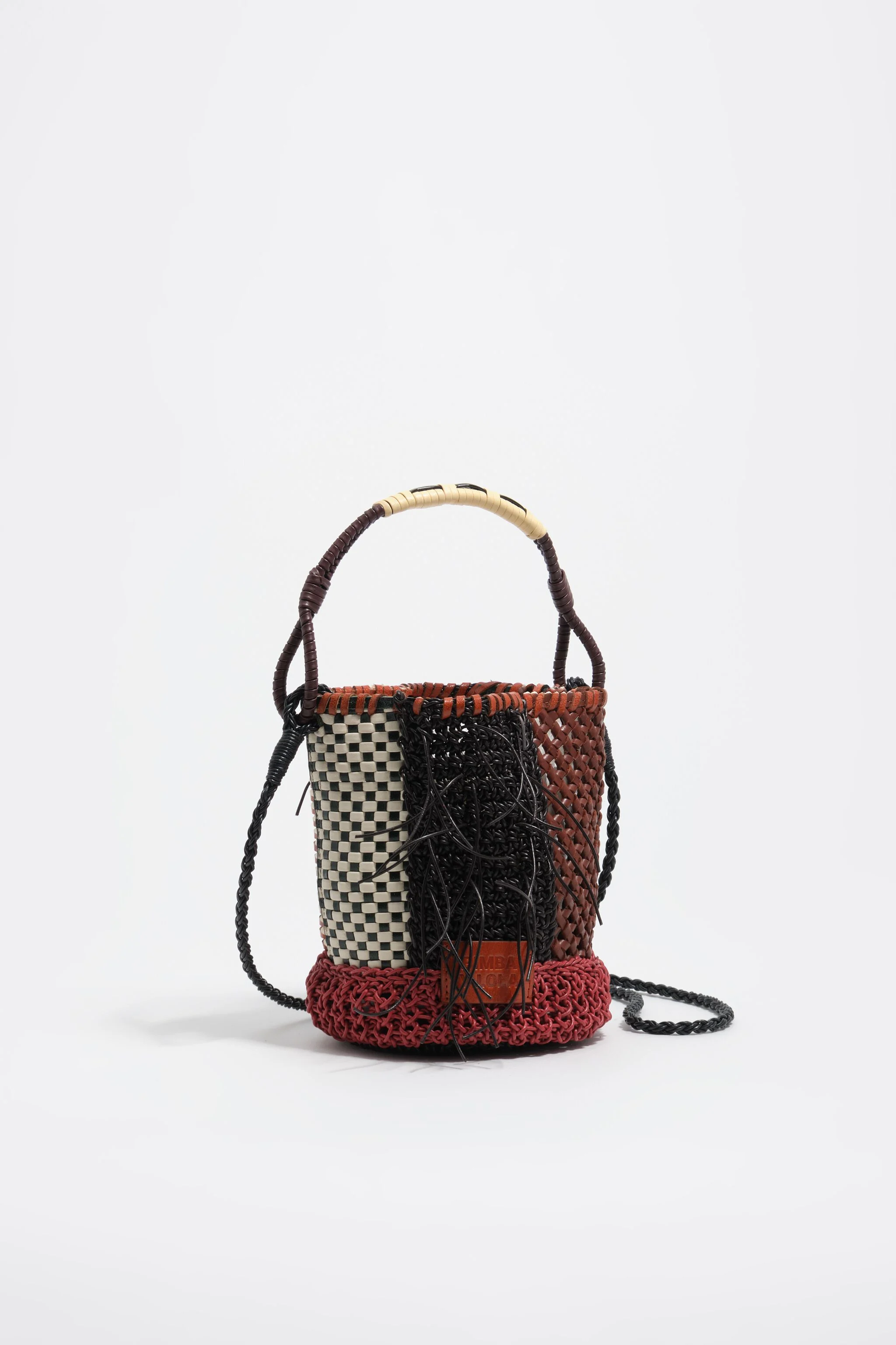 Bolsa de ombro vermelha com patchwork