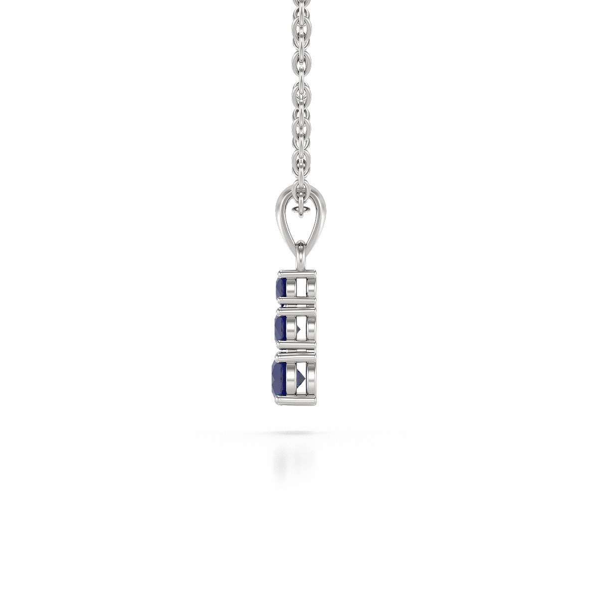 Collier Pendentif ADEN Or 585 Blanc Saphir Chaine Or 585 incluse 0.45grs