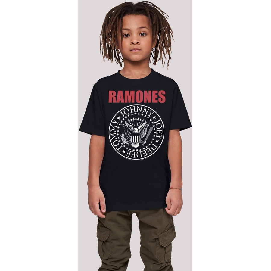 F4NT4STIC T-Shirt Ramones Rock Musik Band Red Text Seal schwarz