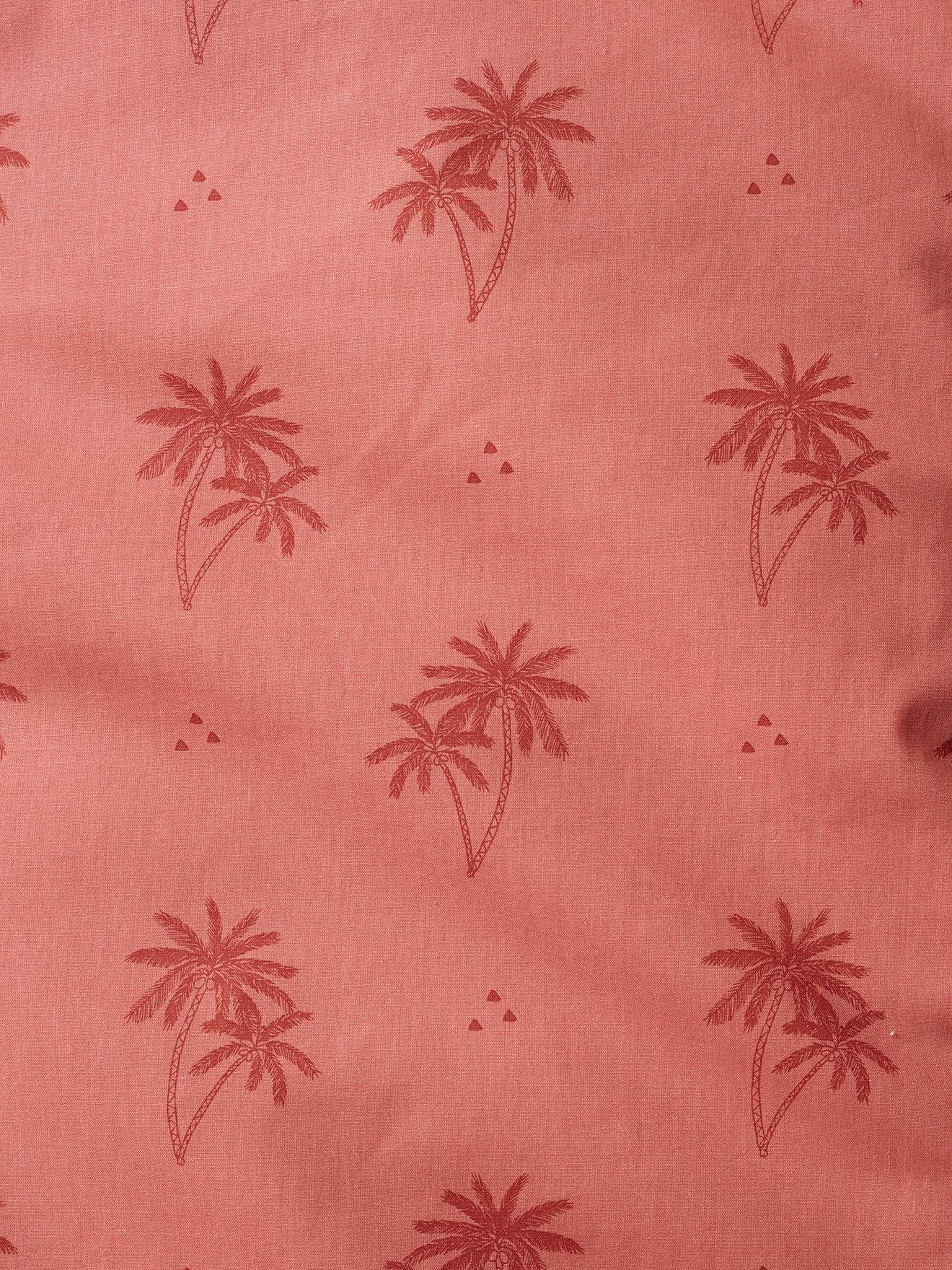 Conjunto infantil de capa de edredom e fronha com estampa de palmeiras rosa médio